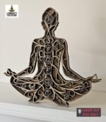 Arte de Pared de Buda Yoga en Madera Cortada a Láser - Decoración Chakra 3D y Archivo SVG para Cricut
