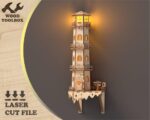 Plantilla SVG de Faro: Luz Nocturna de Madera para Glowforge - Decoración Náutica DIY en Contrachapado de 3 mm