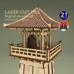 Archivo Digital de Corte Láser de Torre de Observación Asiática | Plantilla de Terreno Miniatura DIY - Imagen 3