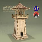 Archivo Digital de Corte Láser de Torre de Observación Asiática | Plantilla de Terreno Miniatura DIY - Imagen 9