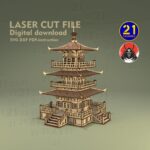 Pagoda Asiática para RPG - Archivo de Corte Láser Digital | Terrain Samurai 28mm-32mm SVG DXF