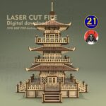Pagoda Asiática para RPG - Archivo de Corte Láser Digital | Terrain Samurai 28mm-32mm SVG DXF - Imagen 2