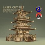 Pagoda Asiática para RPG - Archivo de Corte Láser Digital | Terrain Samurai 28mm-32mm SVG DXF - Imagen 4