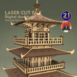Pagoda Asiática para RPG - Archivo de Corte Láser Digital | Terrain Samurai 28mm-32mm SVG DXF - Imagen 6
