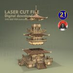Pagoda Asiática para RPG - Archivo de Corte Láser Digital | Terrain Samurai 28mm-32mm SVG DXF - Imagen 9