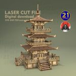 Pagoda Asiática para RPG - Archivo de Corte Láser Digital | Terrain Samurai 28mm-32mm SVG DXF - Imagen 10