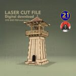 Archivo Digital de Corte Láser de Torre de Observación Asiática | Plantilla de Terreno Miniatura DIY
