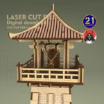 Archivo Digital de Corte Láser de Torre de Observación Asiática | Plantilla de Terreno Miniatura DIY - Imagen 4