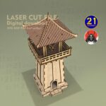 Archivo Digital de Corte Láser de Torre de Observación Asiática | Plantilla de Terreno Miniatura DIY - Imagen 10