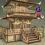Pagoda Asiática para RPG - Archivo de Corte Láser Digital | Terrain Samurai 28mm-32mm SVG DXF - Imagen 5
