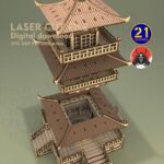 Pagoda Asiática para RPG - Archivo de Corte Láser Digital | Terrain Samurai 28mm-32mm SVG DXF - Imagen 8
