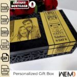 Caja de regalo láser personalizable (SVG, DXF, CDR, XCS) para chocolates en bodas, aniversarios y cumpleaños - Imagen 2