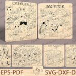 Rompecabezas 3D de corte láser SVG para niños - Puzzles de madera de animales en paquete