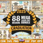 Paquete de 88 Diseños de Graduación Cortados con Láser 2025 - Llaveros, Marcos y Porta Borlas SVG