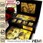 Caja de regalo láser personalizable (SVG, DXF, CDR, XCS) para chocolates en bodas, aniversarios y cumpleaños