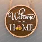 Letreros Redondos de Bienvenida Personalizados para Puerta - Decoración de Hogar de Temporada SVG para Corte Láser - Imagen 3