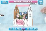 Caja de flores de madera cortada a láser - Cesta 3D para regalo del Día de la Madre y ramo floral SVG - Imagen 5