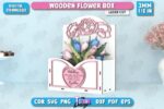 Caja de flores de madera cortada a láser - Cesta 3D para regalo del Día de la Madre y ramo floral SVG - Imagen 7