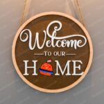 Letreros Redondos de Bienvenida Personalizados para Puerta - Decoración de Hogar de Temporada SVG para Corte Láser - Imagen 4