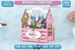 Caja de flores de madera cortada a láser - Cesta 3D para regalo del Día de la Madre y ramo floral SVG - Imagen 3