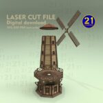 Corte láser de molino de viento 3D - Kit de modelo de madera SVG DXF para Glowforge y xTool - Imagen 8
