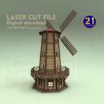 Corte láser de molino de viento 3D - Kit de modelo de madera SVG DXF para Glowforge y xTool - Imagen 6