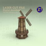 Corte láser de molino de viento 3D - Kit de modelo de madera SVG DXF para Glowforge y xTool - Imagen 2