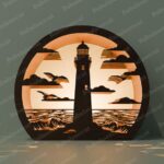 Set de 5 Linternas Faro 3D SVG para Corte Láser - Decoración Náutica con Olas Oceánicas - Imagen 5