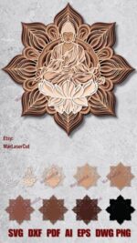 Archivo de corte láser 3D de Mandala Budista en capas - Plantilla DXF y SVG para madera contrachapada - Imagen 9