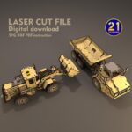 Archivos de Corte Láser de Maquinaria Pesada | Camión Volquete y Cargador Frontal 3D en SVG DXF 1:35 - Imagen 3