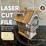 Plantilla SVG de casa medieval para corte láser - Proyecto DIY en madera contrachapada