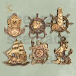 Paquete de archivos SVG náuticos para corte láser - 6 diseños listos para Glowforge y DXF