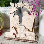 Corte láser de Navidad: Belén Schwibbogen Sagrada Familia con ángel y animales decorativos - Imagen 6