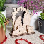 Corte láser de Navidad: Belén Schwibbogen Sagrada Familia con ángel y animales decorativos - Imagen 2