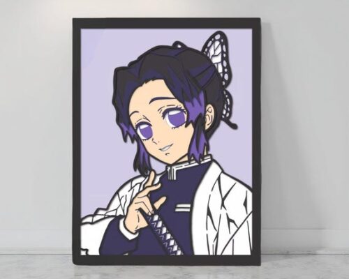 Shinobu Kocho de Demon Slayer en Mesa Multicapa – Cuadro Decorativo de Pared estilo Anime | Arte CNC para Corte Láser | Decoración Otaku y Cómic