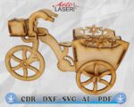MINI TRICICLO DECORATIVO, con canasta, ideales para regalar, decorar espacios o complementar proyectos artesanales. CDR, DXF, SVG. - Imagen 5