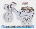 MINI TRICICLO DECORATIVO, con canasta, ideales para regalar, decorar espacios o complementar proyectos artesanales. CDR, DXF, SVG. - Imagen 4