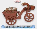 MINI TRICICLO DECORATIVO, con canasta, ideales para regalar, decorar espacios o complementar proyectos artesanales. CDR, DXF, SVG. - Imagen 3