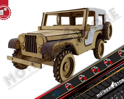 Archivos Jeep Cj5 con lona cnc laser cut Dxf, Ai, Cdr, Pdf, Svg.