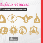 35 Esferas princesas, christmas ornaments SVG laser cut files, christmas ornaments personalized, princess clipart png, christmas decor pack