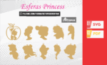 35 Esferas princesas, christmas ornaments SVG laser cut files, christmas ornaments personalized, princess clipart png, christmas decor pack - Imagen 3