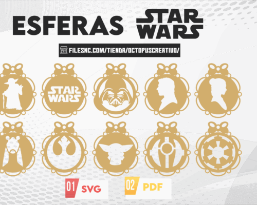 Star wars themed Christmas ornaments, Laser cut files, 20 star wars related silhouettes as Christmas ornaments
