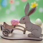 Decoración digital Conejo de Pascua para corte láser en MDF – archivo descargable