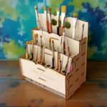 Organizador Brochas digital para corte láser en MDF - Kit fácil de ensamblar