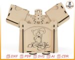 Caja del amor, caja de San Valentín, amor SVG, regalo de amor, archivos Glowforge, caja explosiva con engranajes para corte por láser.