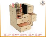 Organizador de escritorio de madera cortado con láser: portalápices CNC (archivo digital)