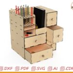 Organizador de escritorio de madera cortado con láser: portalápices CNC (archivo digital)