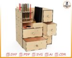 Organizador de escritorio de madera cortado con láser: portalápices CNC (archivo digital) - Imagen 3