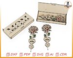 Caja regalo para mamá con flores cortada con láser: archivos vectoriales (descarga digital) - Imagen 2