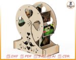 Rueda fotográfica cortada con láser SVG, plantilla digital de carrusel
